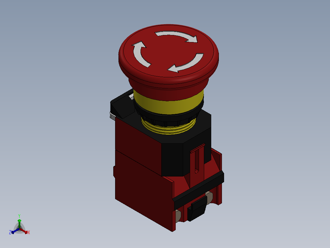 紧急停止按钮正等轴测图