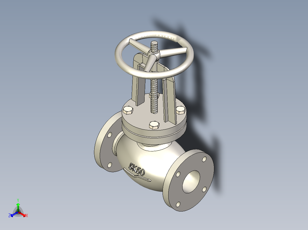 铸铁 铸钢截止阀 截止止回阀-JIS5K-50正等轴测图