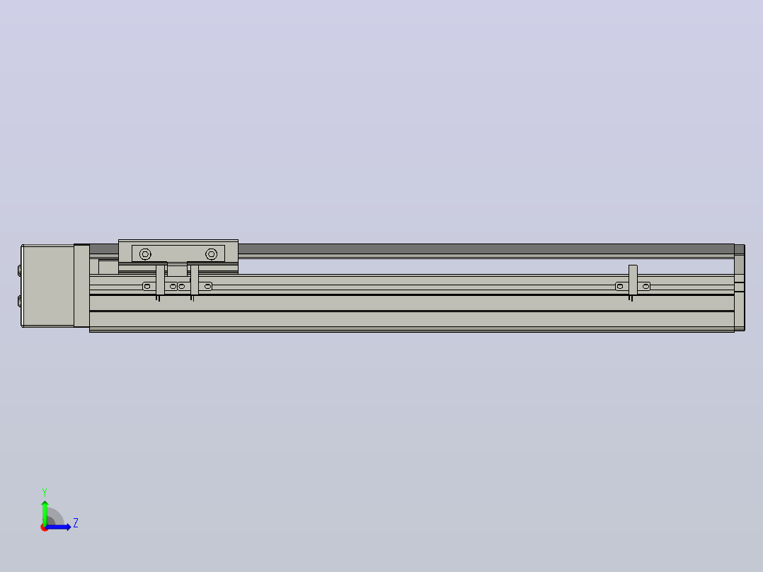 SYS12-BR-300-200W滚珠花健、支撑座、滚珠丝杠、交叉导轨、直线模组.STEP左视图