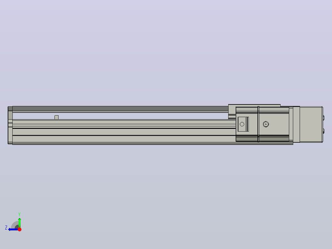 SYS12-BR-300-200W滚珠花健、支撑座、滚珠丝杠、交叉导轨、直线模组.STEP右视图