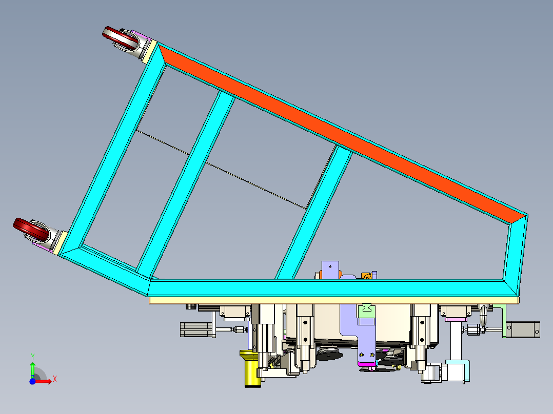 前挡玻璃钉柱安装工装 3D机械素材3D图纸自动化设前视图