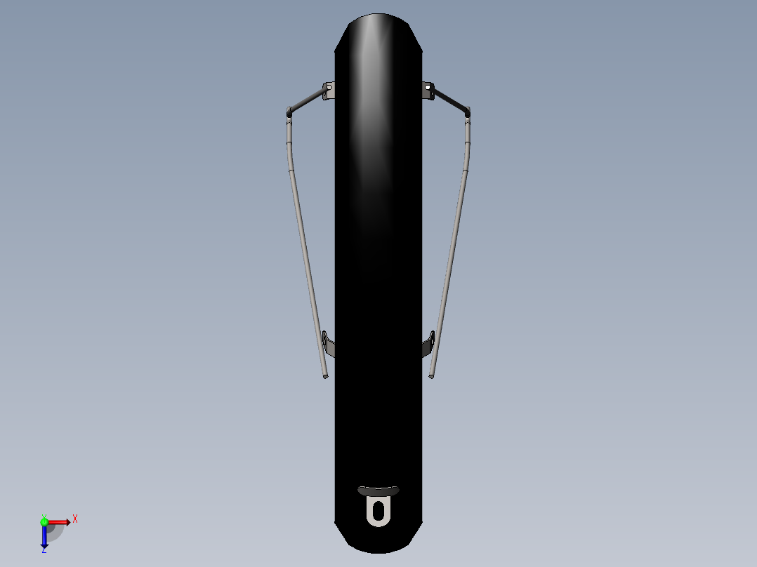 自行车前面车轮的挡泥板俯视图