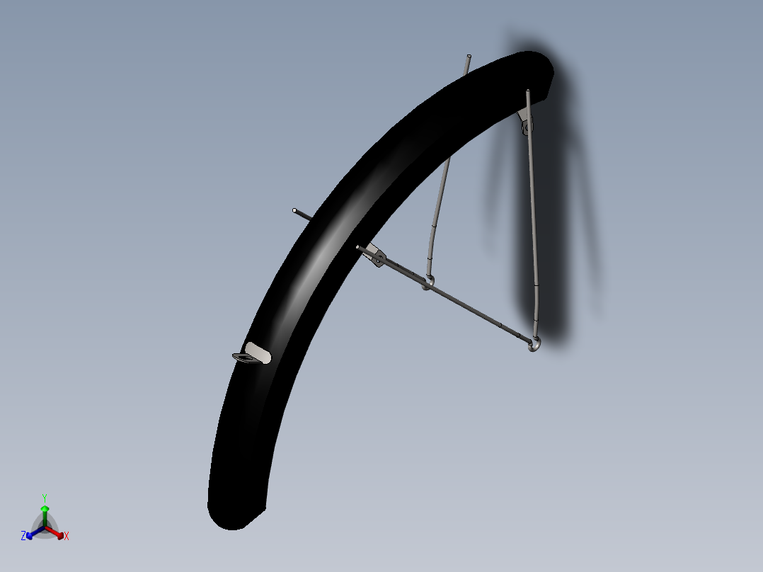 自行车前面车轮的挡泥板正等轴测图