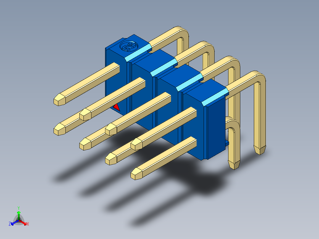 彩色公排针 100mil 2.54mm 系列-DS1022_blue_2x04p_100mil_TypeD_rev1.0主视图