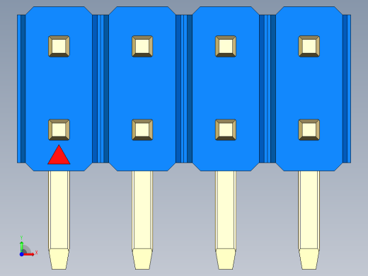 彩色公排针 100mil 2.54mm 系列-DS1022_blue_2x04p_100mil_TypeD_rev1.0前视缩略图