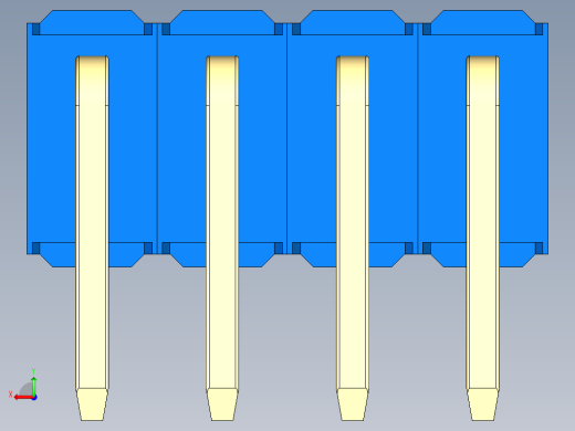 彩色公排针 100mil 2.54mm 系列-DS1022_blue_2x04p_100mil_TypeD_rev1.0后视缩略图