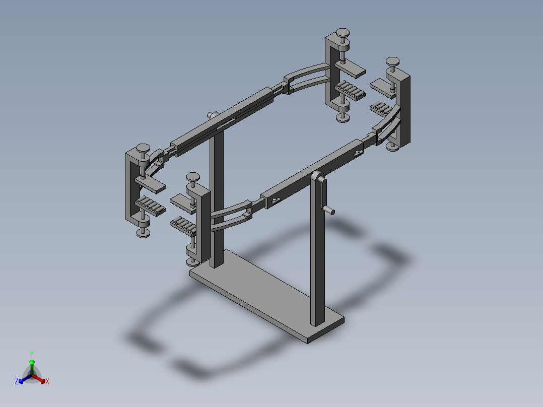 可调节的门烘烤支架正等轴测图