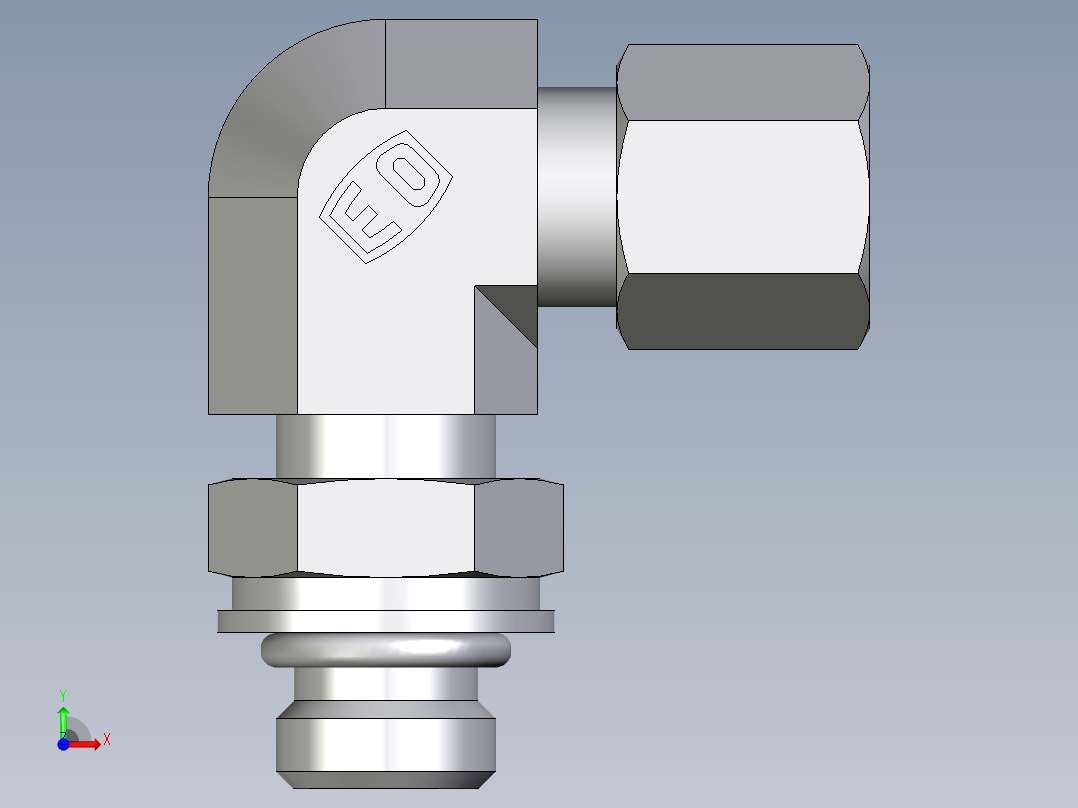 卡套式工业通用硬管接头EO_Adjustable_Locknut_elbow_WEE06LLMORCF前视图