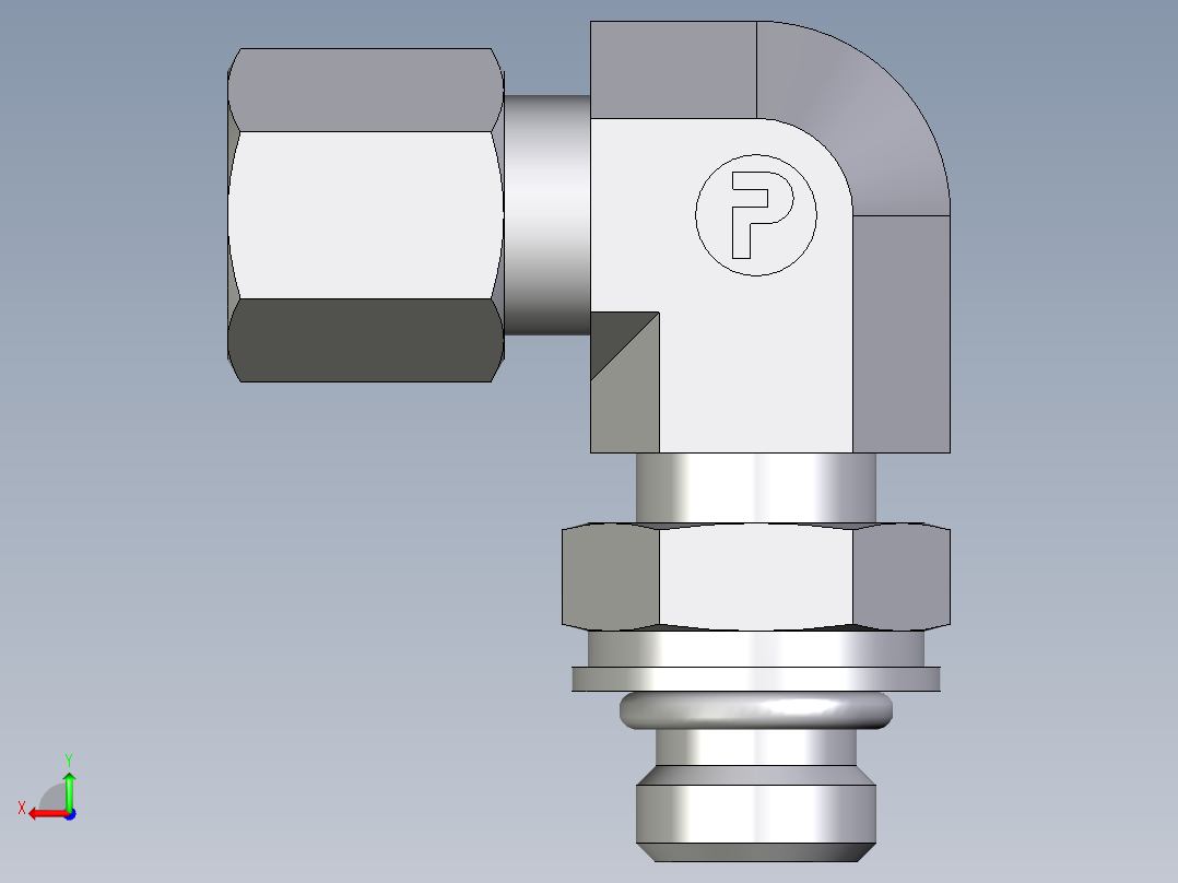 卡套式工业通用硬管接头EO_Adjustable_Locknut_elbow_WEE06LLMORCF后视图