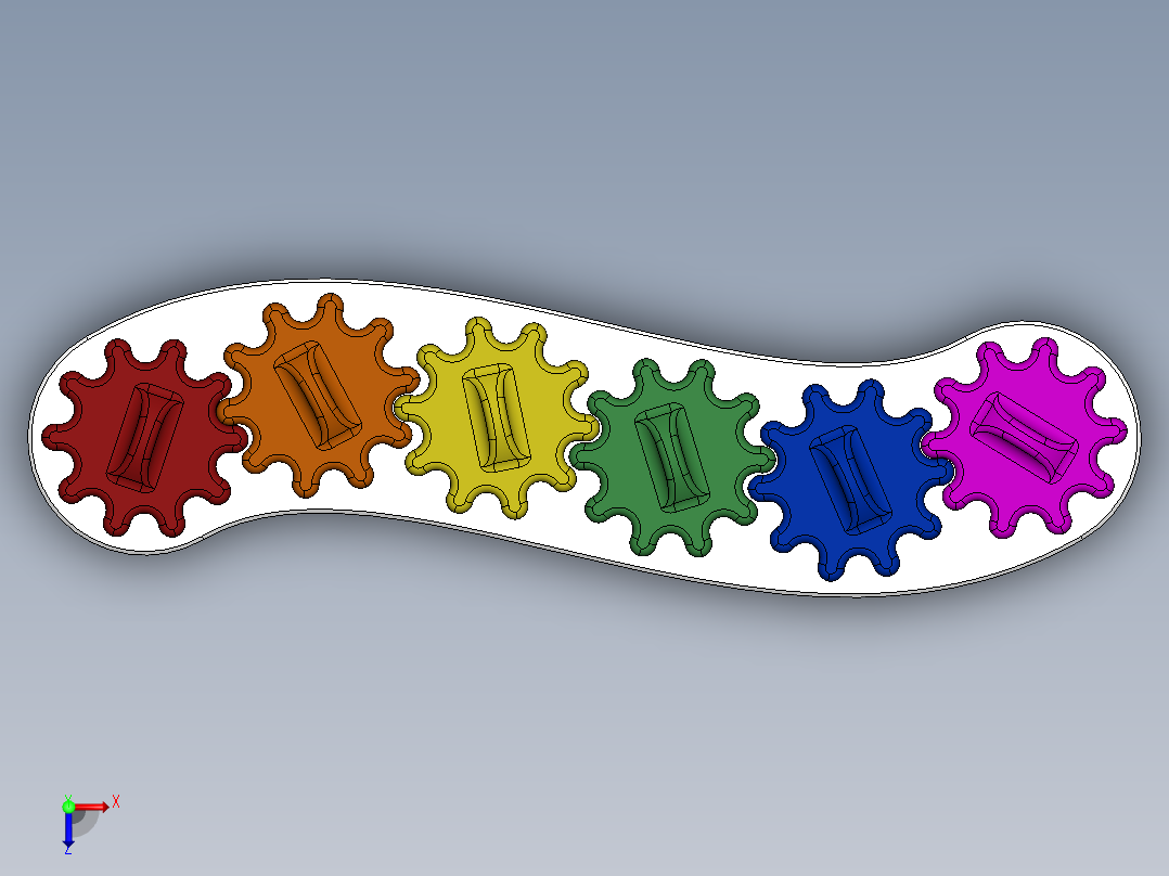 齿轮联动玩具 SW STP俯视图