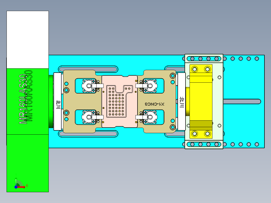 X1-笔记本CNC工装夹具三维模型CNC3-1130前视图