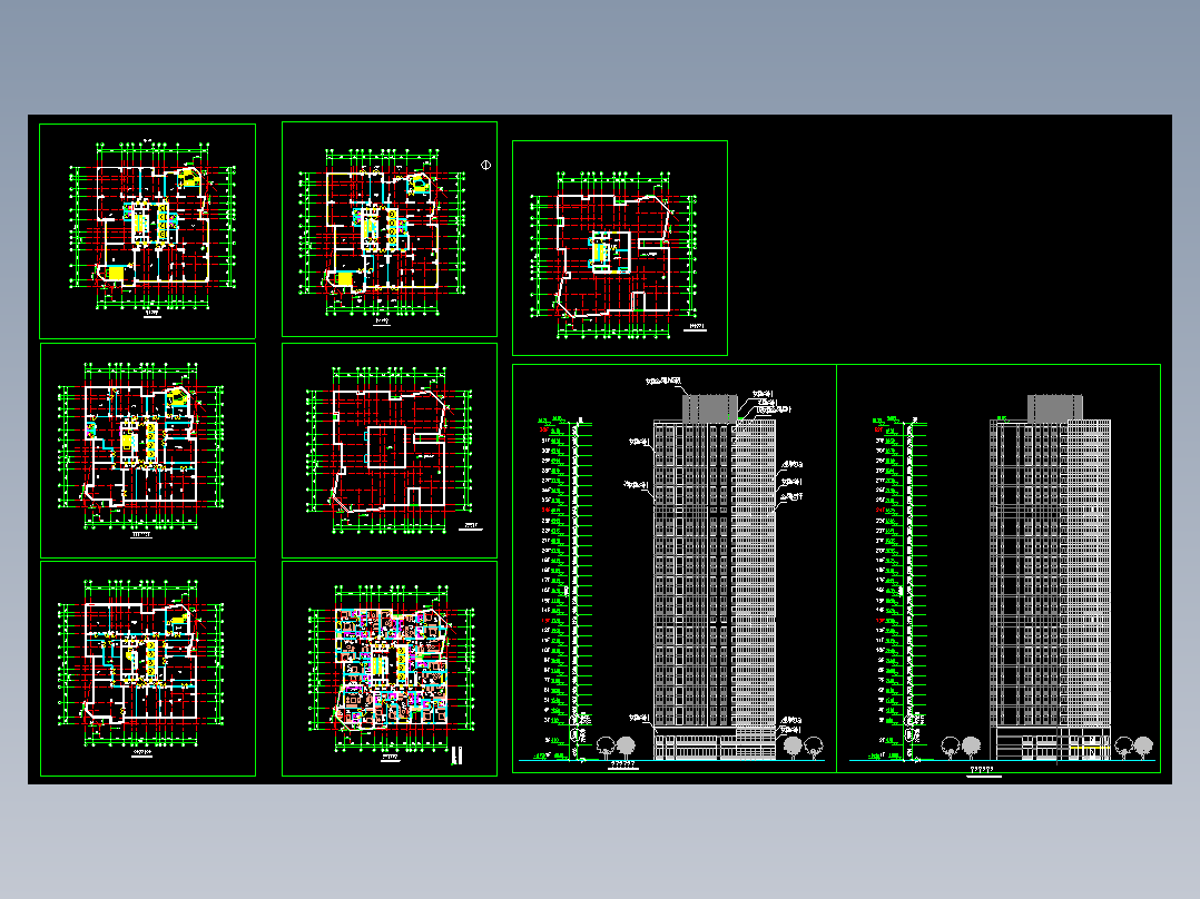 高层点式住宅楼平立面图