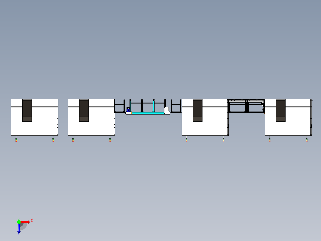 金属切削铣加工自动化生产线设计俯视图