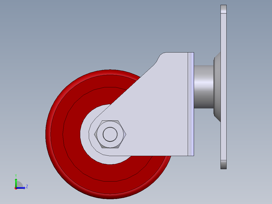 活动式工业脚轮 75x30左视图