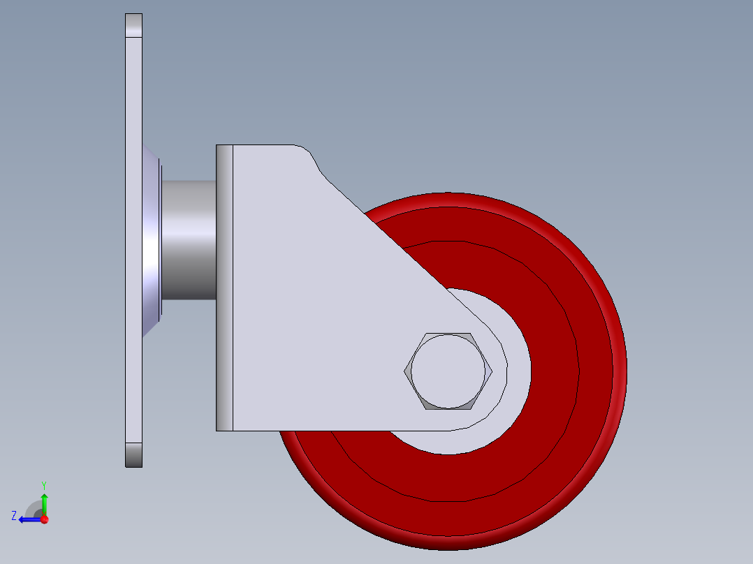活动式工业脚轮 75x30右视图