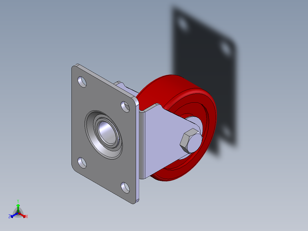 活动式工业脚轮 75x30正等轴测图
