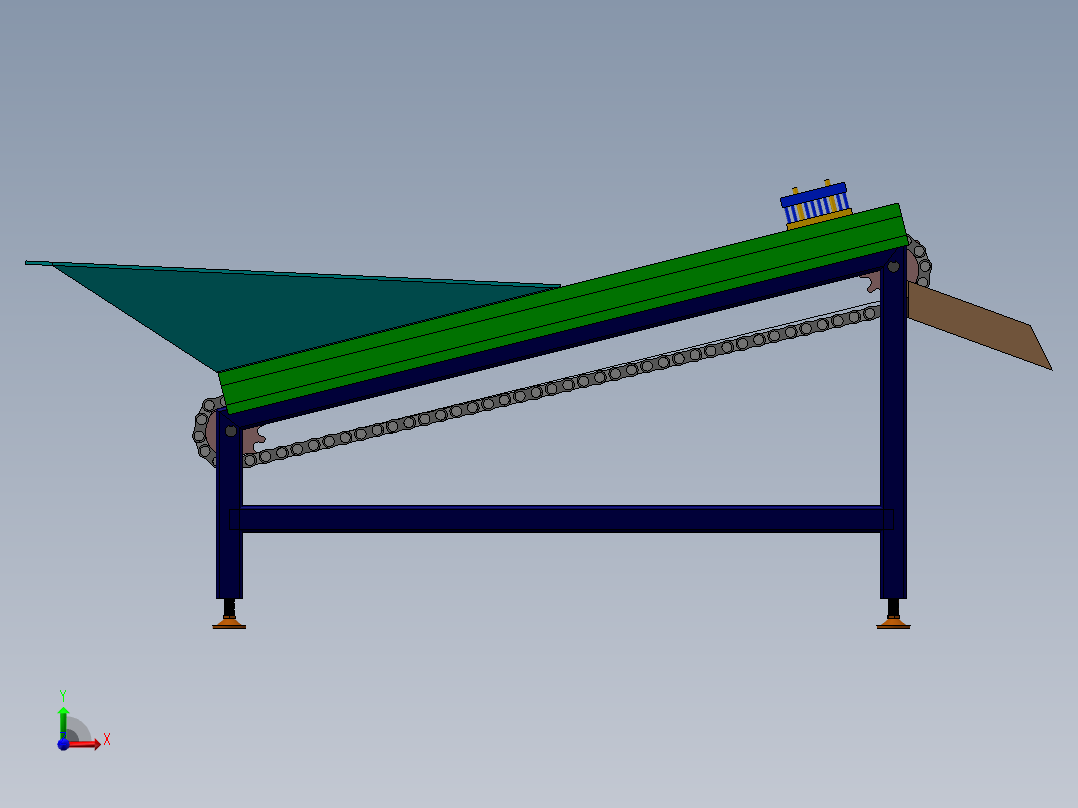 链式滚筒提升上料机前视图