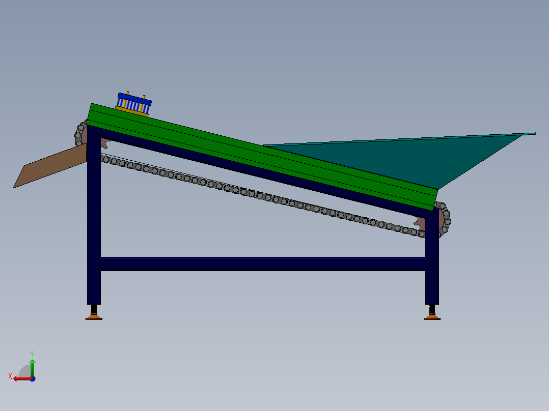 链式滚筒提升上料机后视图