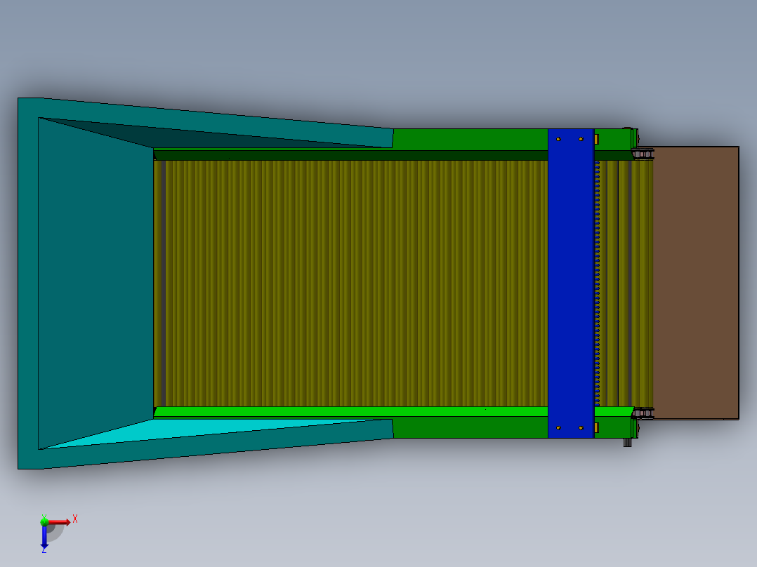 链式滚筒提升上料机俯视图