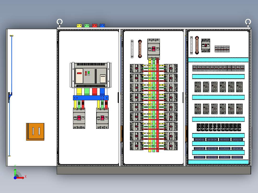 三柜万能断路器交流接触器控制柜 55238前视图
