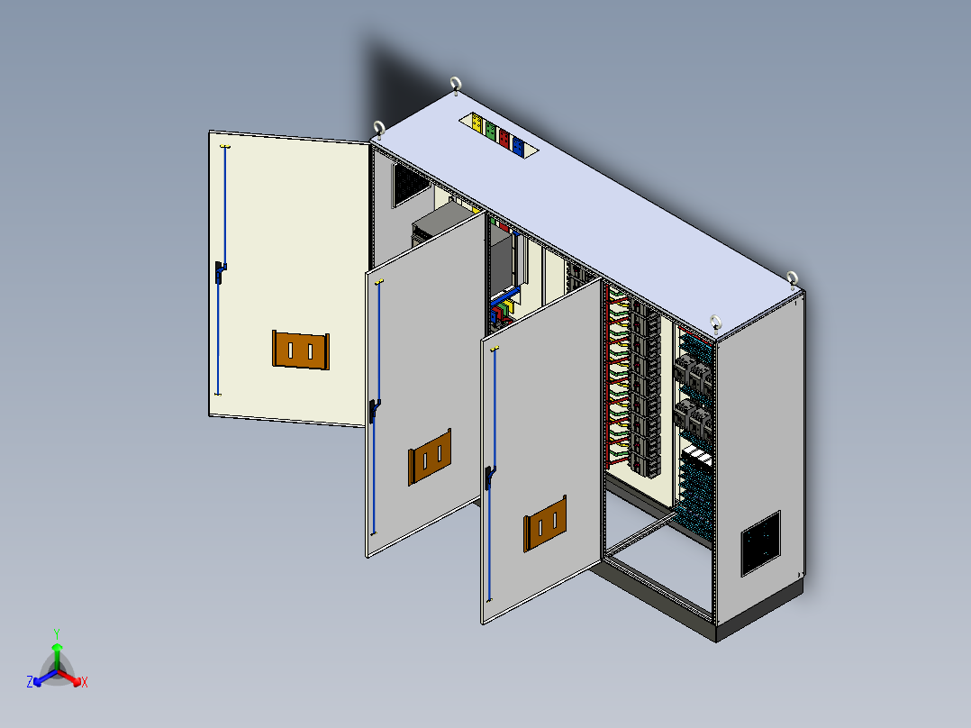 三柜万能断路器交流接触器控制柜 55238正等轴测图
