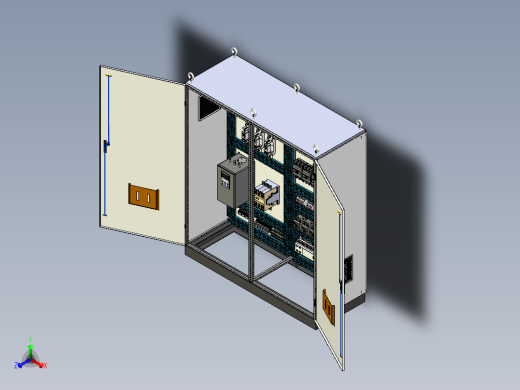 双柜组装软启动旁路+刀开关plc接触器控制柜正等轴测缩略图