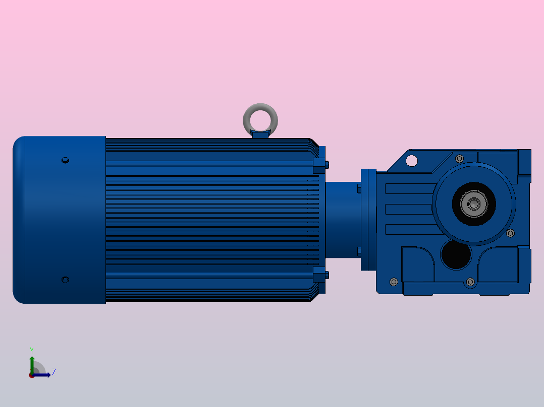 K77底脚轴伸式安装螺旋锥齿轮减速机K77-YVE11-4P-9.54-M1-0°-B左视图