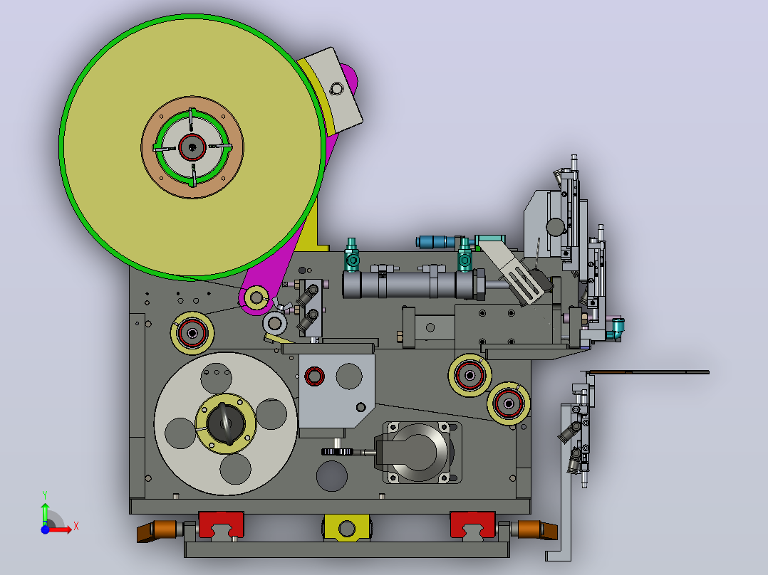 PCB贴标剥标机三维模型前视图