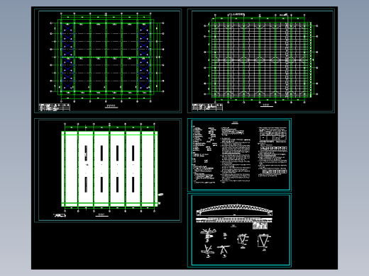 39米跨管桁架轻钢结构设计施工图CAD图纸资料