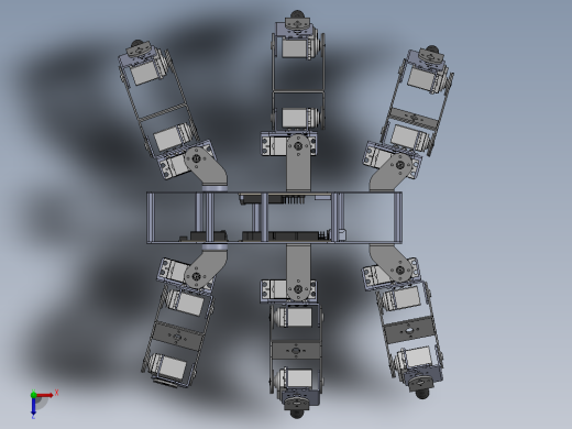 六足仿生机器人3d图 仿生六足爬行蜘蛛机器人sw运动仿真3d模型俯视缩略图