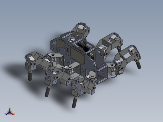 六足仿生机器人3d图 仿生六足爬行蜘蛛机器人sw运动仿真3d模型正等轴测缩略图