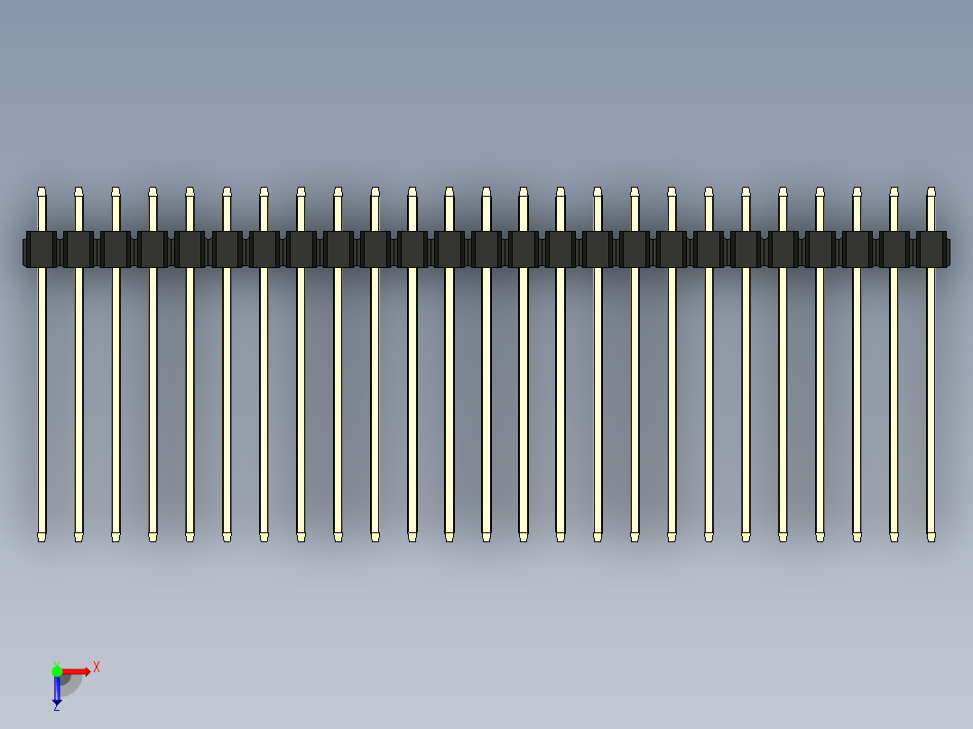 彩色公头100mil（2.54mm）系列-DS1021_black_2x25p_100mil_Type19_rev1.0俯视图