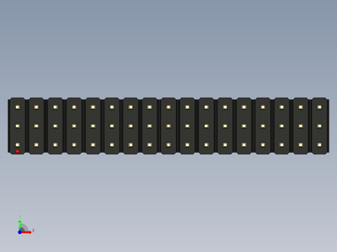 彩色公头100mil（2.54mm）系列-DS1021_black_3x17p_100mil_Type43_rev1.0前视图