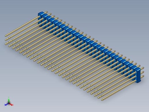 彩色公头100mil（2.54mm）系列-DS1021_blue_3x28p_100mil_Type43_rev1.0正等轴测缩略图