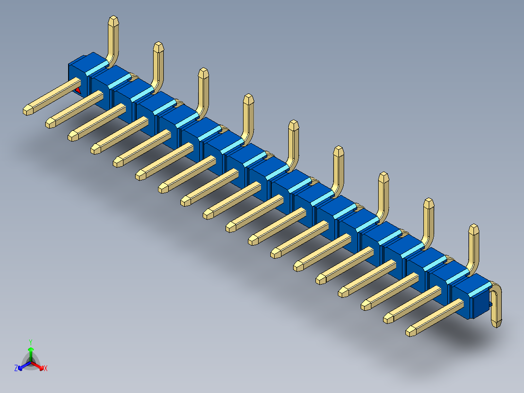 彩色公排针 100mil 2.54mm 系列-DS1022_blue_18p_100mil_Type_SMT_R1_rev1.0主视图