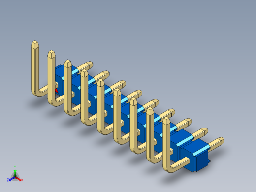彩色公排针 100mil 2.54mm 系列-DS1022_blue_09p_100mil_TypeU_rev1.0