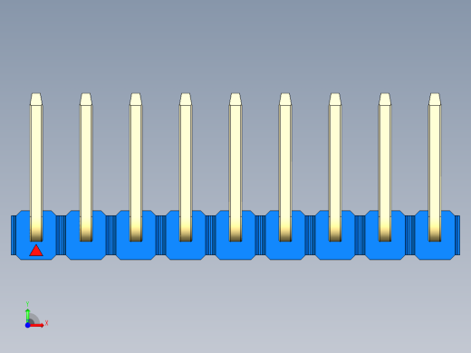 彩色公排针 100mil 2.54mm 系列-DS1022_blue_09p_100mil_TypeU_rev1.0前视缩略图