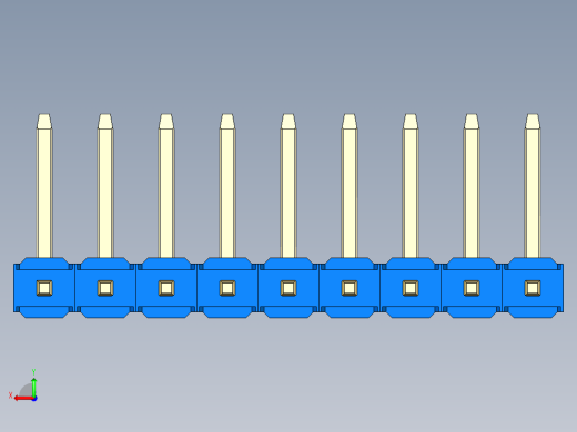 彩色公排针 100mil 2.54mm 系列-DS1022_blue_09p_100mil_TypeU_rev1.0后视缩略图