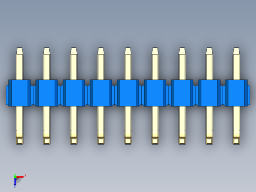 彩色公排针 100mil 2.54mm 系列-DS1022_blue_09p_100mil_TypeU_rev1.0俯视缩略图