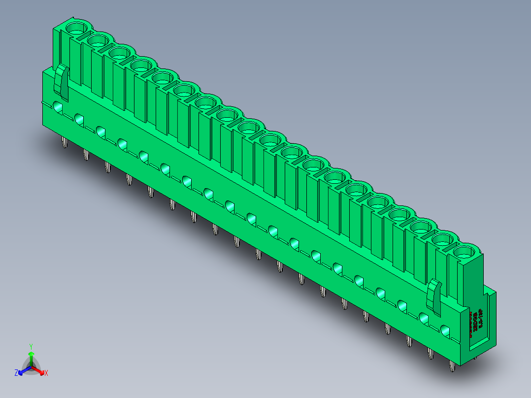 DEGSON 2EDG 系列 5.0mm 可插拔接线端子组-2EDGB-5.0-19P-14-00AH正等轴测图