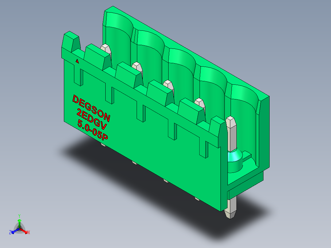 DEGSON 2EDG 系列 5.0mm 可插拔接线端子组-2EDGV-5.0-05P-14-00AH主视图