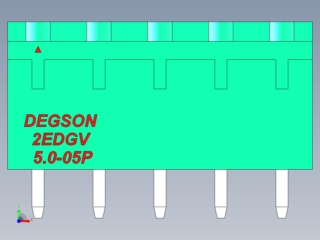 DEGSON 2EDG 系列 5.0mm 可插拔接线端子组-2EDGV-5.0-05P-14-00AH前视图