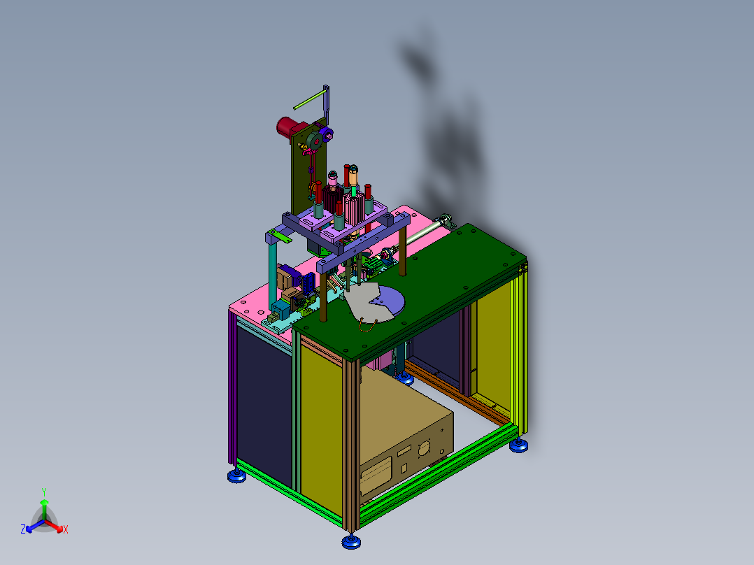 高速耳带绳点焊机正等轴测图