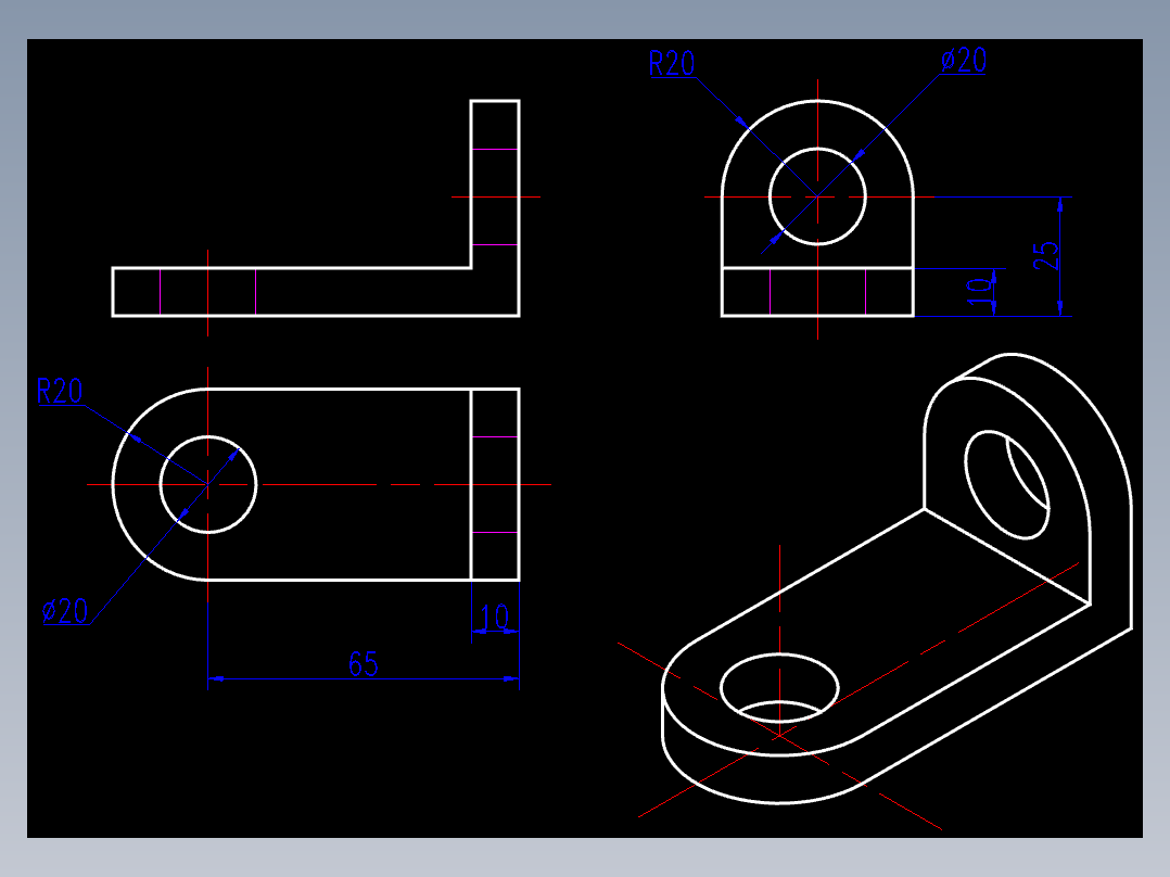CAD格式机械制图二维100例练习-54 正等轴测图（四）