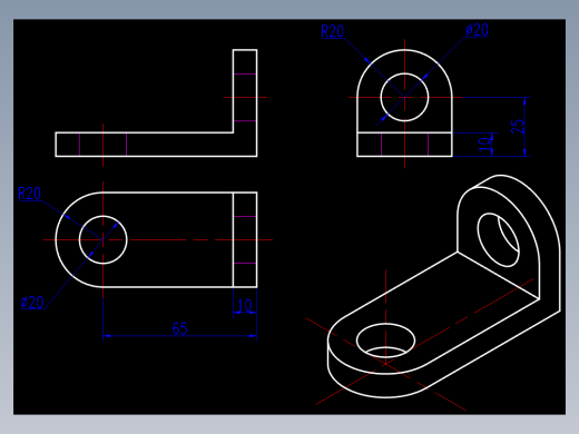 CAD格式机械制图二维100例练习-54 正等轴测图（四）