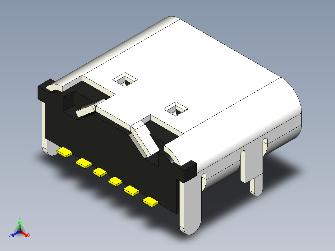 6针USB tpye C口详细模型