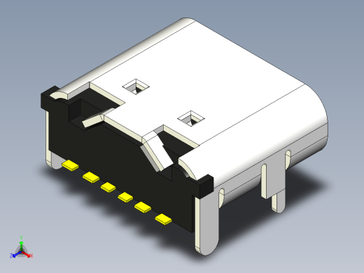 6针USB tpye C口详细模型正等轴测缩略图