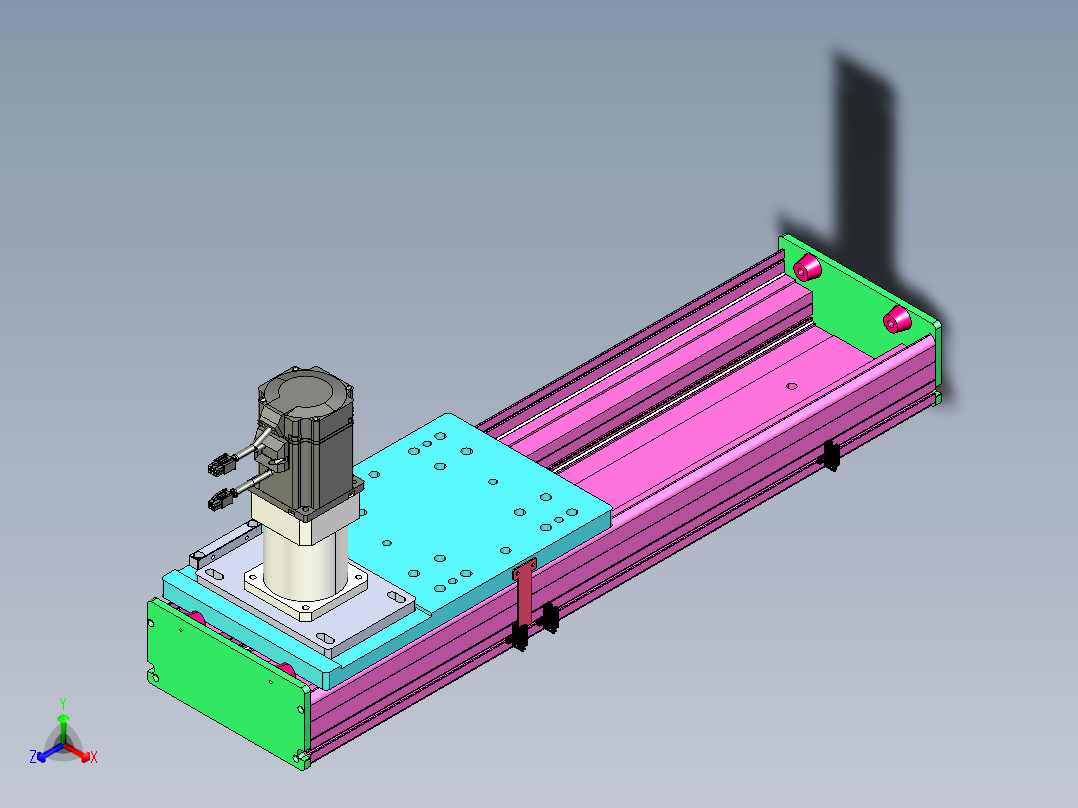 东锦齿条传动DH210G-L167-S400-BU-减速机+P750W主视图