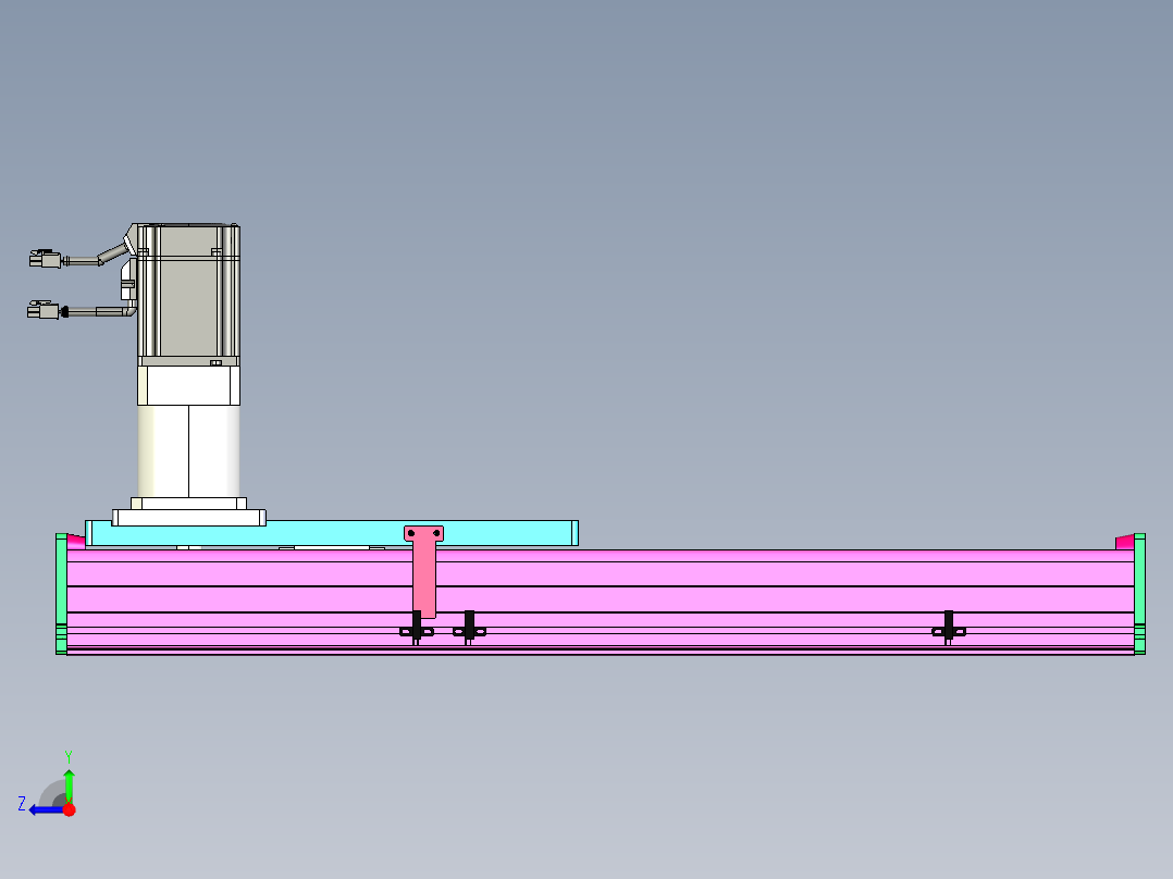 东锦齿条传动DH210G-L167-S400-BU-减速机+P750W右视图