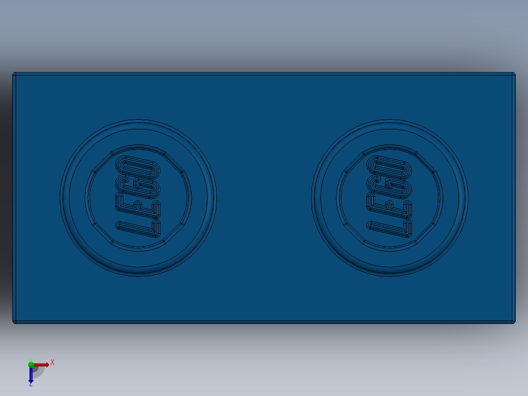 乐高机械组积木（横梁）-370023 Bright Blue Technic Brick 1 x 2 with Hole俯视图